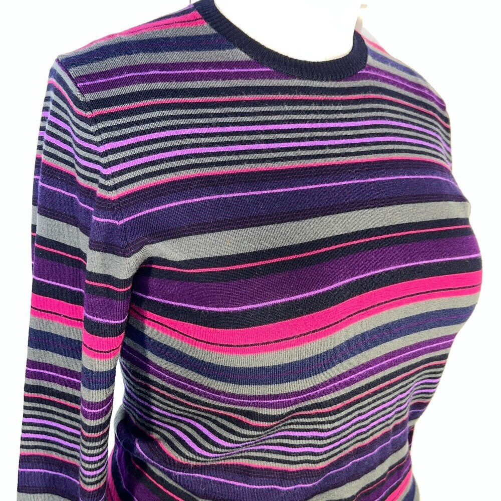 ETRO Sweater Womens Fits Like L Dark Striped Wool Crew Neck Made in Italy - Picture 5 of 16